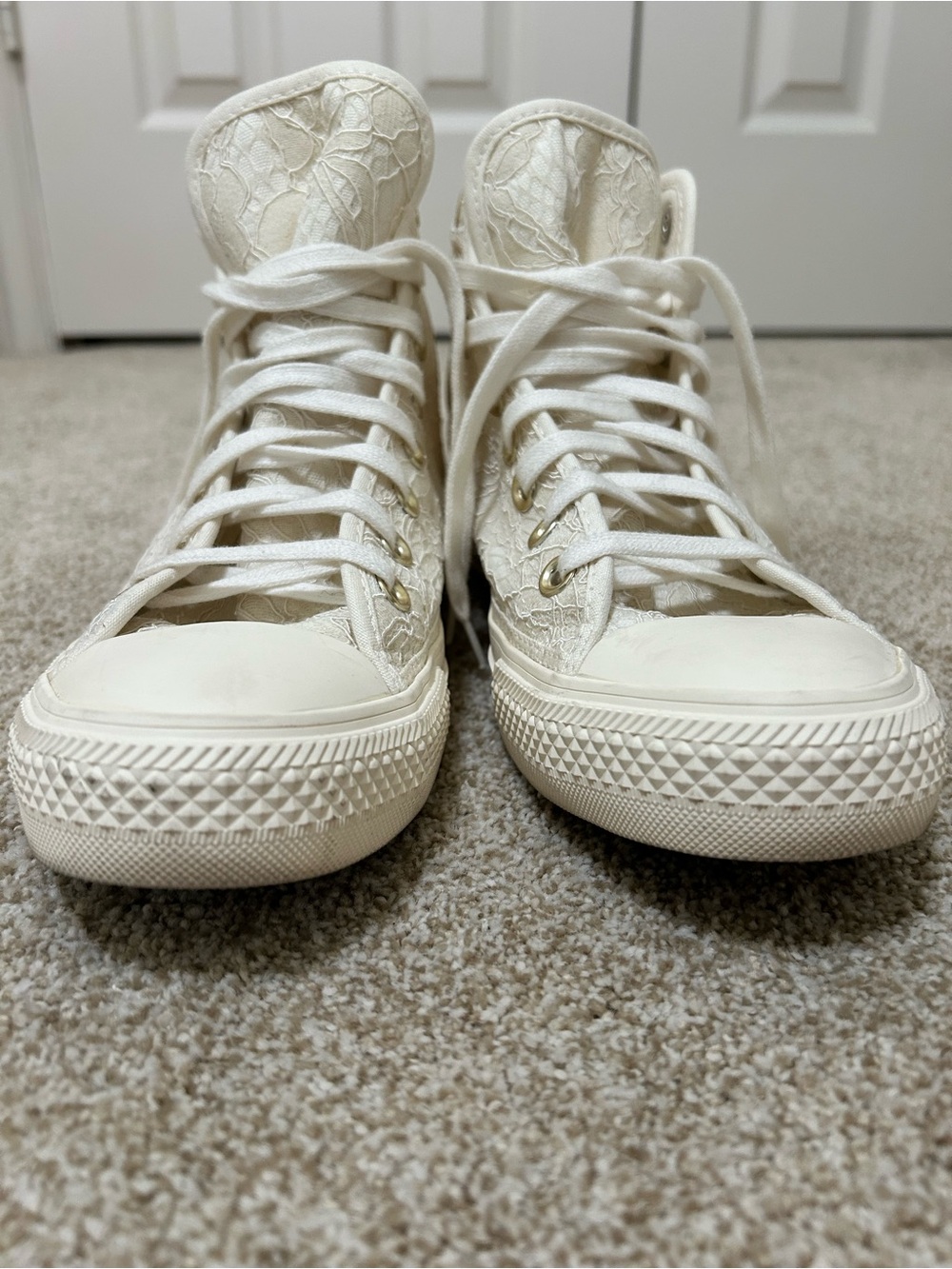 Converse chuck taylor all star lace in cream/egret gold bridal like new - Picture 7 of 14